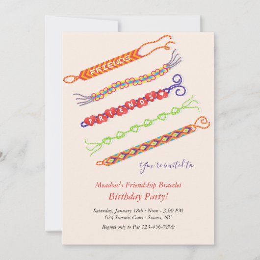 Vriendschap Armband Verjaardagsfeestuitnodigingen Kaart (Voorkant)