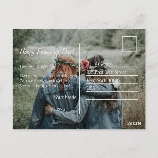 vriendschap briefkaart (Achterkant)