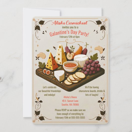 Vriendschap Charcuterie Board Galantine's Day Part Kaart (Voorkant)