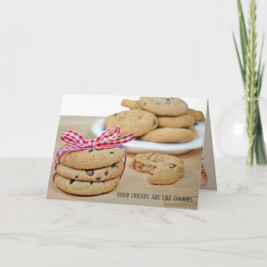 Vriendschap Chocolade Chip Cookies met strik Kaart (Voorkant)