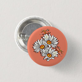 Vriendschap Daisy Wildflowers  Sinaasappel Ronde Button 3,2 Cm