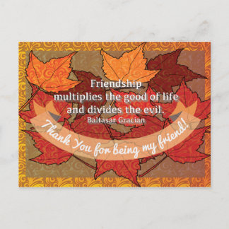 Vriendschap Dank u Herfst Thanksgiving quote Briefkaart