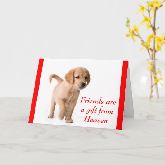 Vriendschap Golden Retriever Puppy Dog Kaart (Gele Bloem)