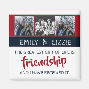 Vriendschap inspirerend citaat met namen en foto's magneet