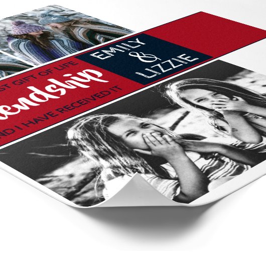 Vriendschap inspirerend met namen en foto's poster (Hoek)