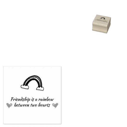 Vriendschap is een regenboog 	rubberstempel (Gestempeld)