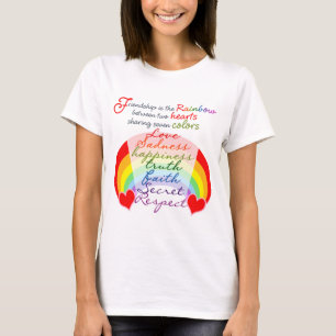 Vriendschap is het ontwerp van het regenbooghandbo t-shirt