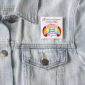 Vriendschap is het ontwerp van het regenbooghandbo vierkante button 5,1 cm (In situ)