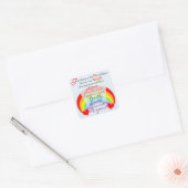 Vriendschap is het ontwerp van het regenbooghandbo vierkante sticker (Envelop)