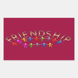 Vriendschap, Kinder handenontwerp Rechthoekige Sticker