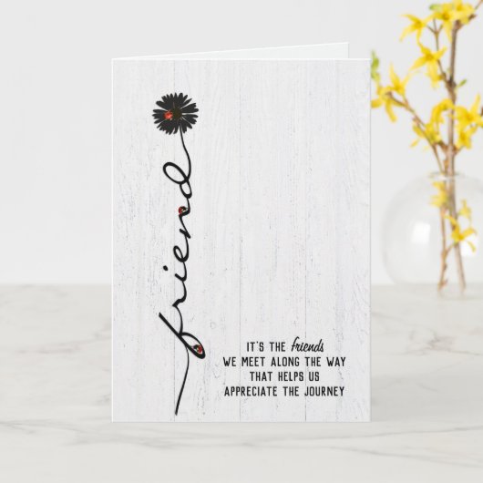 Vriendschap Lady bugs op Black Daisy Kaart (Gele Bloem)