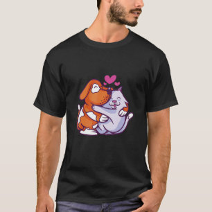 Vriendschap Liefde Hartjes Kinderen Hond Kat T-shirt