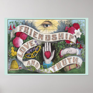 Vriendschap, liefde, waarheid Vintage Poster