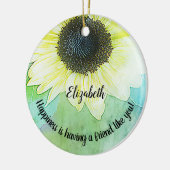 Vriendschap Monogram Zonnebloem Geluk Keramisch Ornament (Links)