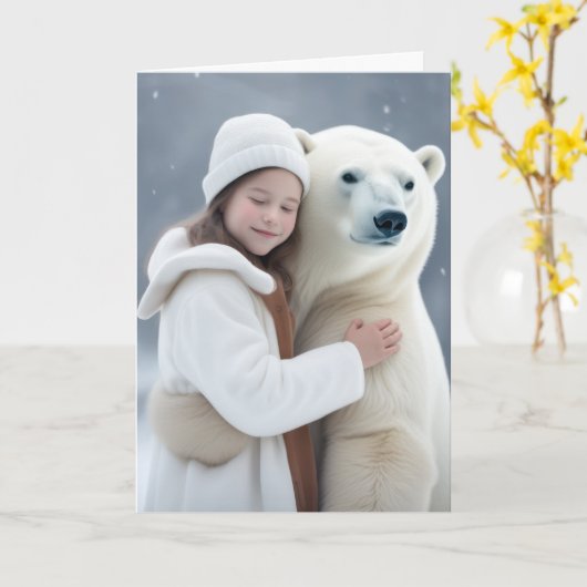 Vriendschap Polar Beer knuffel Kaart (Gele Bloem)