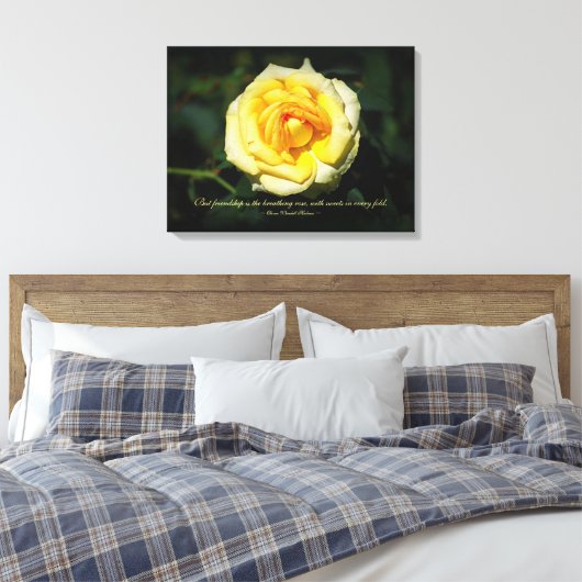 Vriendschap Quote Geel Engels Roos Canvas Afdruk (Insitu (Slaapkamer))