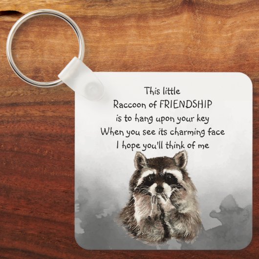 Vriendschap Raccoon Denk aan mij Gepersonaliseerd Sleutelhanger (Voorkant)