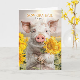 Vriendschap Schattig Varken met Zonnebloemen Zaai Kaart