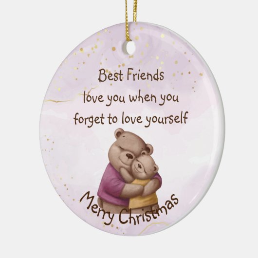 Vriendschap Teddy Bear houdt van je Inspirerend Keramisch Ornament (Links)