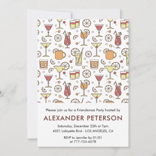 Vriendschap uitnodigingen Cocktail Patroon (Voorkant)
