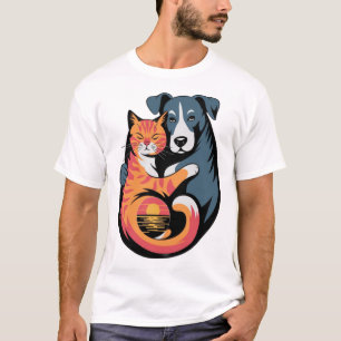 Vriendschap van honden en katten t-shirt