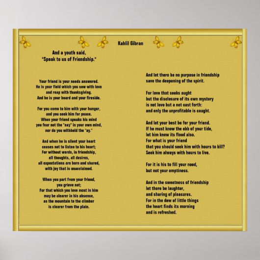 Vriendschap van Kahlil Gibran Poster (Voorkant)