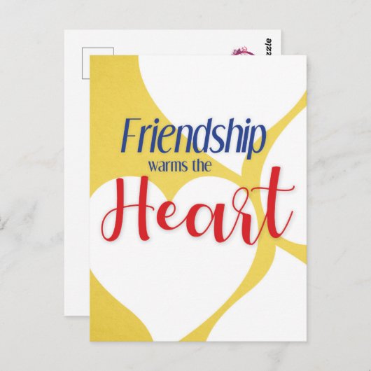 "Vriendschap verwarmt het hart" briefkaart (Voorkant / Achterkant)