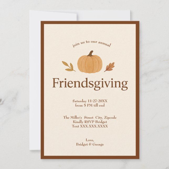 Vriendschappen geven Minimale pompoenbladeren (Voorkant)