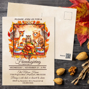 Vriendschappen geven Woodland Dieren Herfst Blader Briefkaart