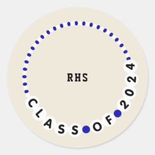 Vriendschapsarmband 2024 Afstuderen Blauw + Wit Ronde Sticker