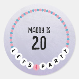 Vriendschapsarmband Paarse Verjaardag Ronde Sticker