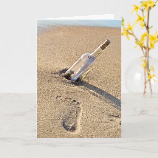 Vriendschapsboodschap in een fles kaart (Gele Bloem)