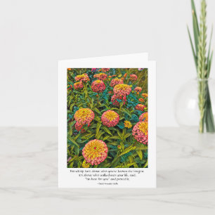 Vriendschapsdier Kaart met Zinnia Flowers
