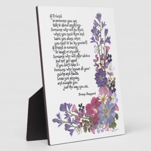 vriendschapsgedicht fotoplaat (Zijkant)