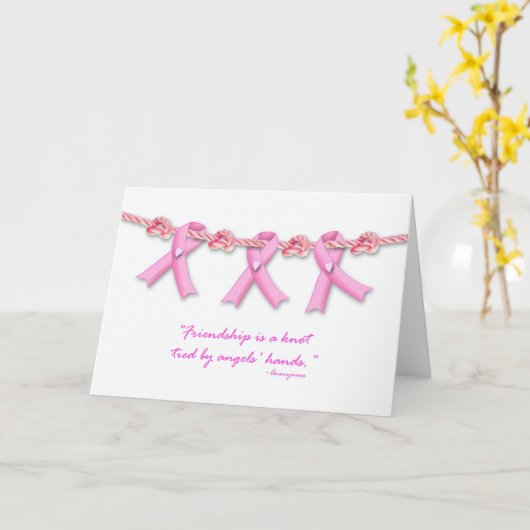 Vriendschapsknopen tegen borstkanker, beter worden kaart (Gele Bloem)