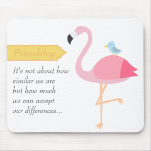 Vriendschapsstrip: Roze Flamingo met Blauwe Vogel Muismat