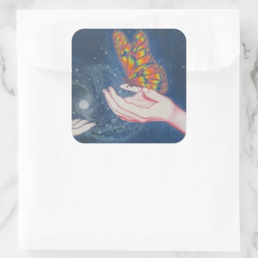 Vriendschapsvlinder Vierkante Sticker (Tas)