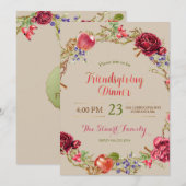 Vriendsgeven Diner Herfst Appels Kaneel Rozen Kaart (Voorkant / Achterkant)