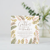 Vriendsgeven Herfst Groen Waterverf Krans Kaart (Staand voorkant)