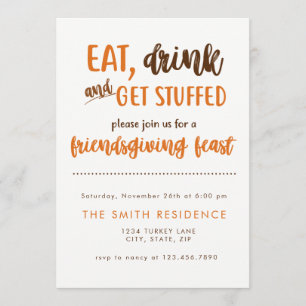 Vriendsgeven Thanksgiving Diner Feest Potluck Kaart