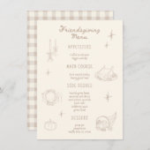 Vriendsgeven Thanksgiving Neutraal Diner Menu (Voorkant / Achterkant)