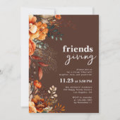Vriendsgiving diner bloemenbruin kaart (Voorkant)