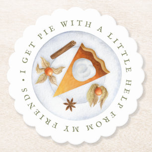 Vriendsgiving Ik krijg taart met hulp van mijn vri Kartonnen Onderzetters