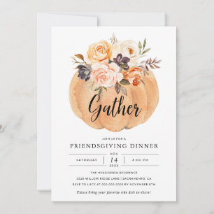 Vriendsgiving Thanksgiving Pompoenuitnodiging Kaart