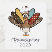 Vriendsgiving Turkije Grappig Jaar Wijn Etiket (Enkel label)