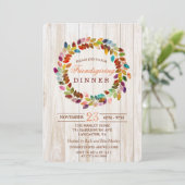 Vriendsgiving Vakantie Glitter krans uitnodiging (Staand voorkant)