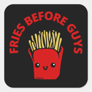 VRIES VÓÓR GUYS grappige franse friet Vierkante Sticker