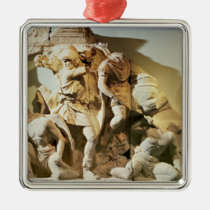 Vriesdetail van een gevechtsscène metalen ornament