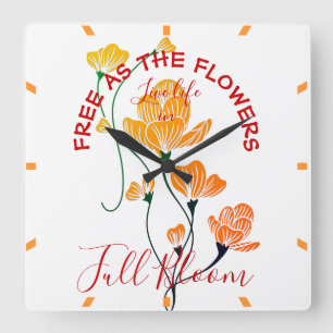 Vrij als de bloemen Gele oranje Ginkgo-bladeren Vierkante Klok