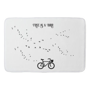 Vrij als een vogel Fietsend leven Zwart en wit kun Badmat